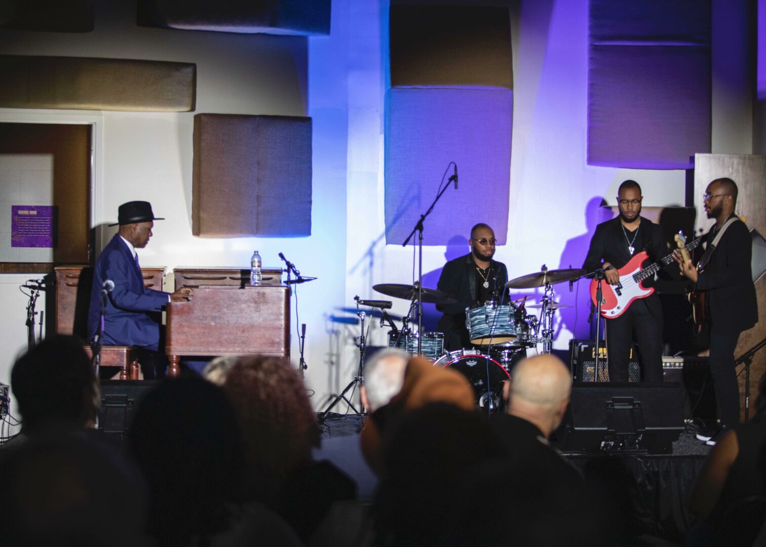 Booker T. Jones performs with Stax Music Academy alumni at Stax Museum's 20th Anniversary announcement event BOOKER TRIPLETS SMALL