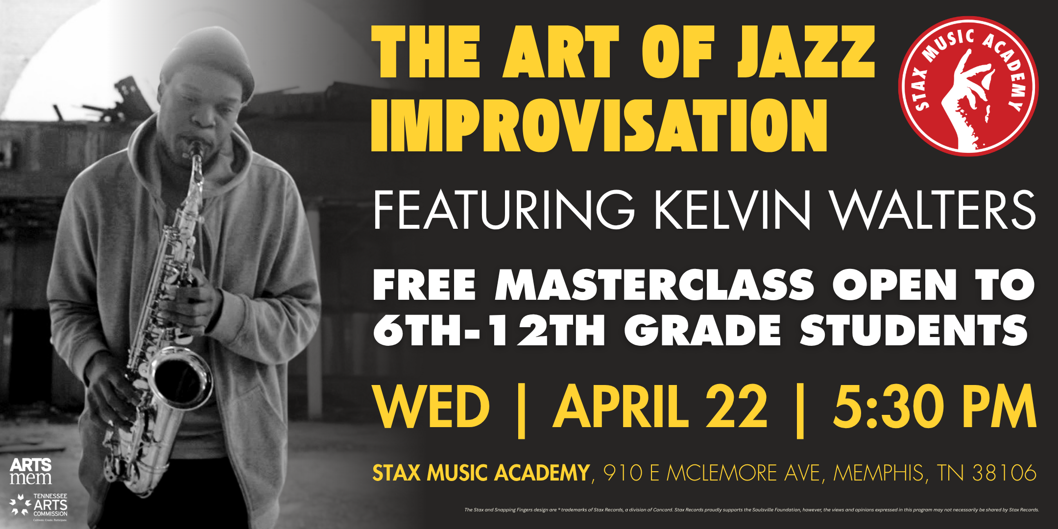Free Jazz Improvisation Workshop for Teens featuring Kelvin Walters Jazz Masterclass ft Kelvin Walters Eventbrite Banner