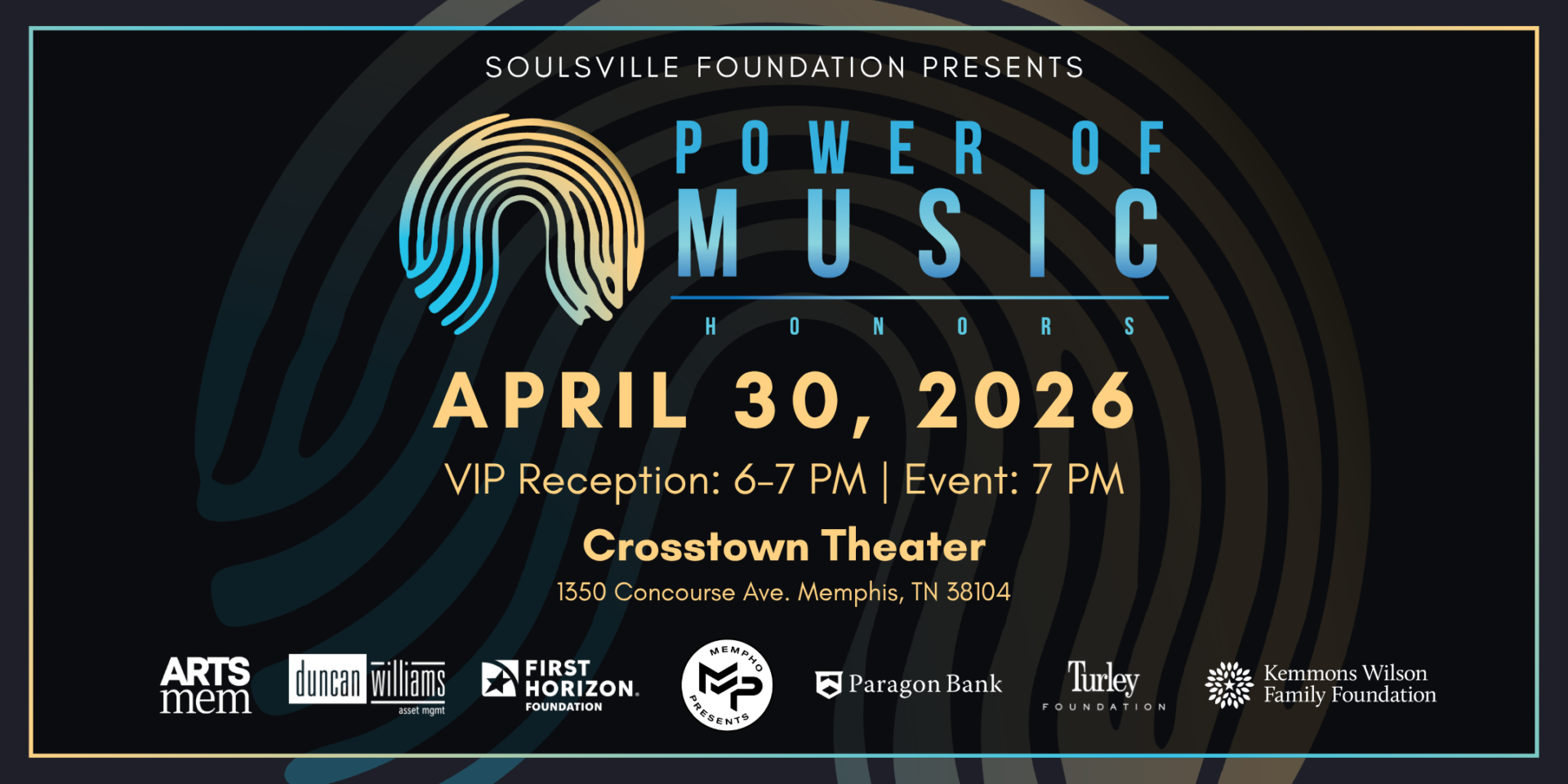Power of Music Honors presented by Soulsville Foundation POM 2026 Event header sponors updated