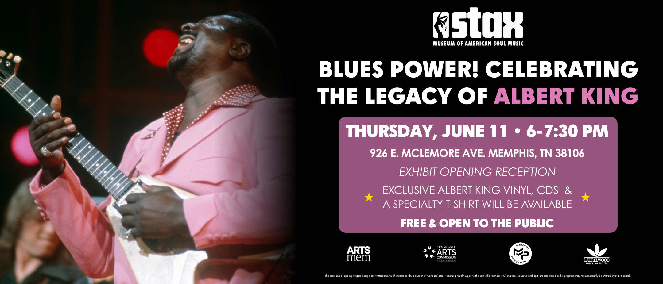 Blues Power! Albert King Exhibit Opening Reception Web banner Albert King